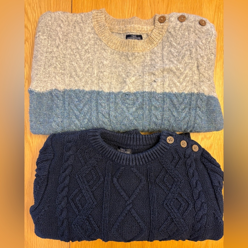 Get Ready for Fall-Boys Cable Knit Sweater Bundle - Navy and Gray/blue age 3-4